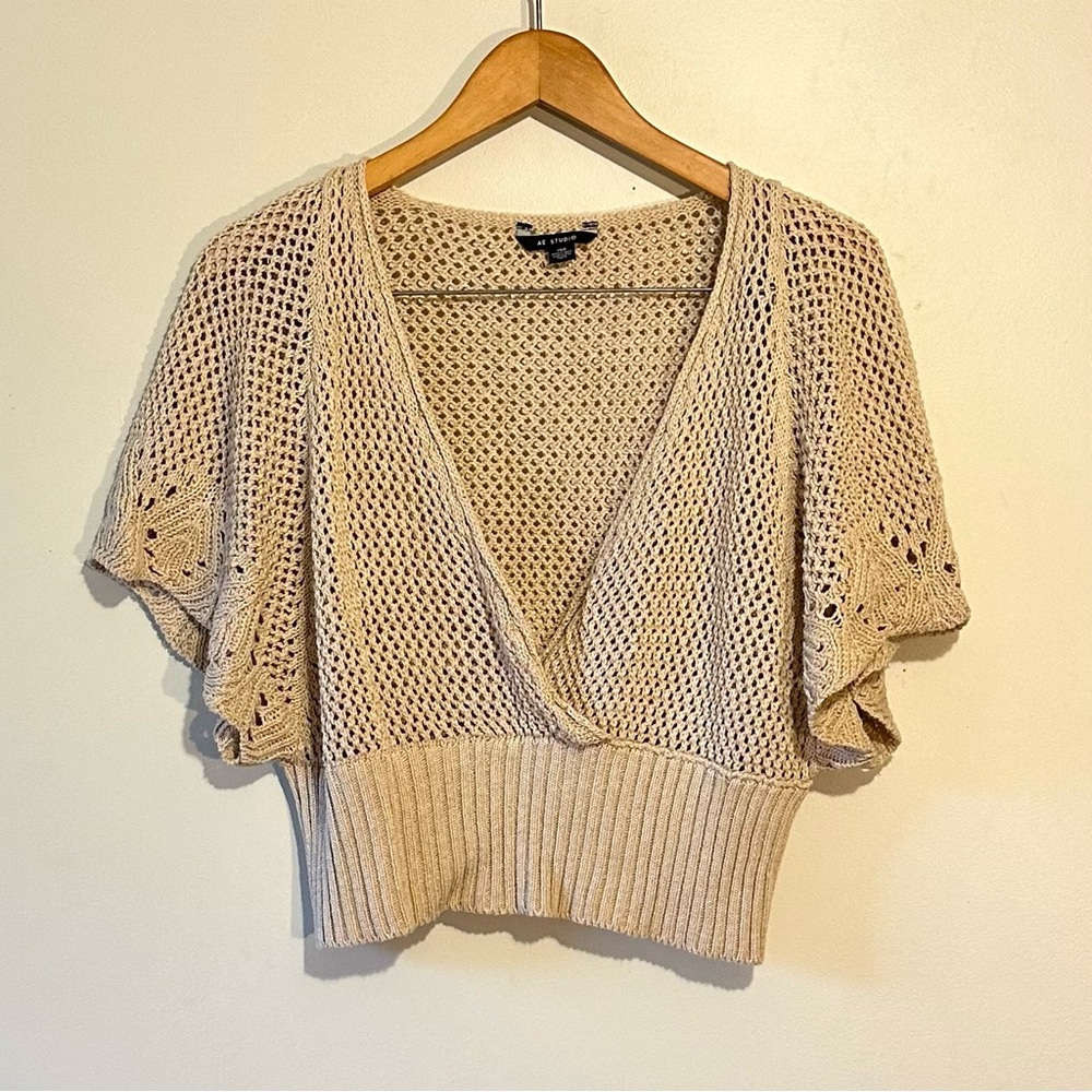 American Eagle Sz L Short Sleeve Wrap Sweater